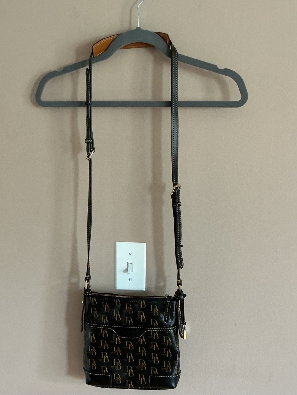 Dooney & Bourke Black and Brown Signature Crossbody Bag